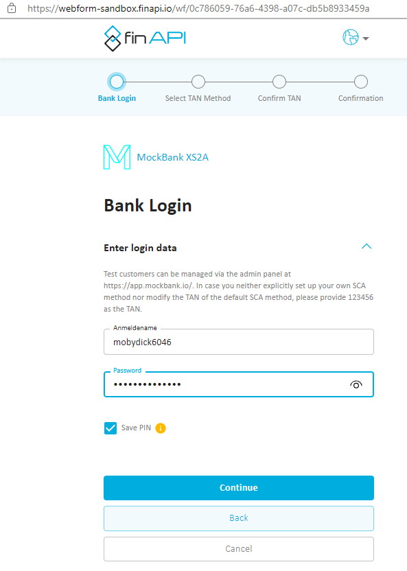 Bank login