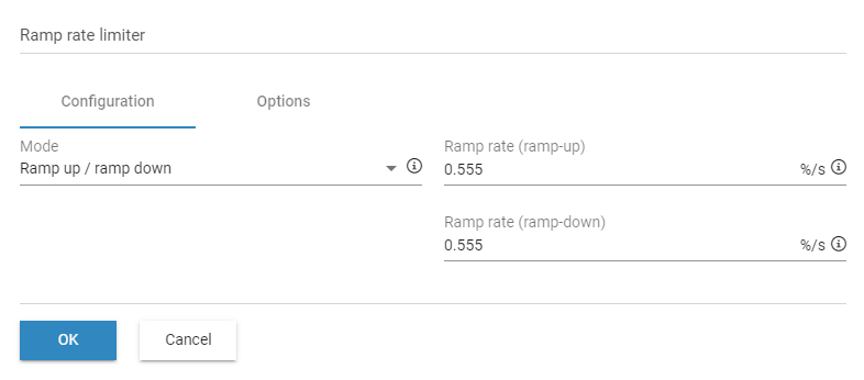 Ramp rate limiter for active power