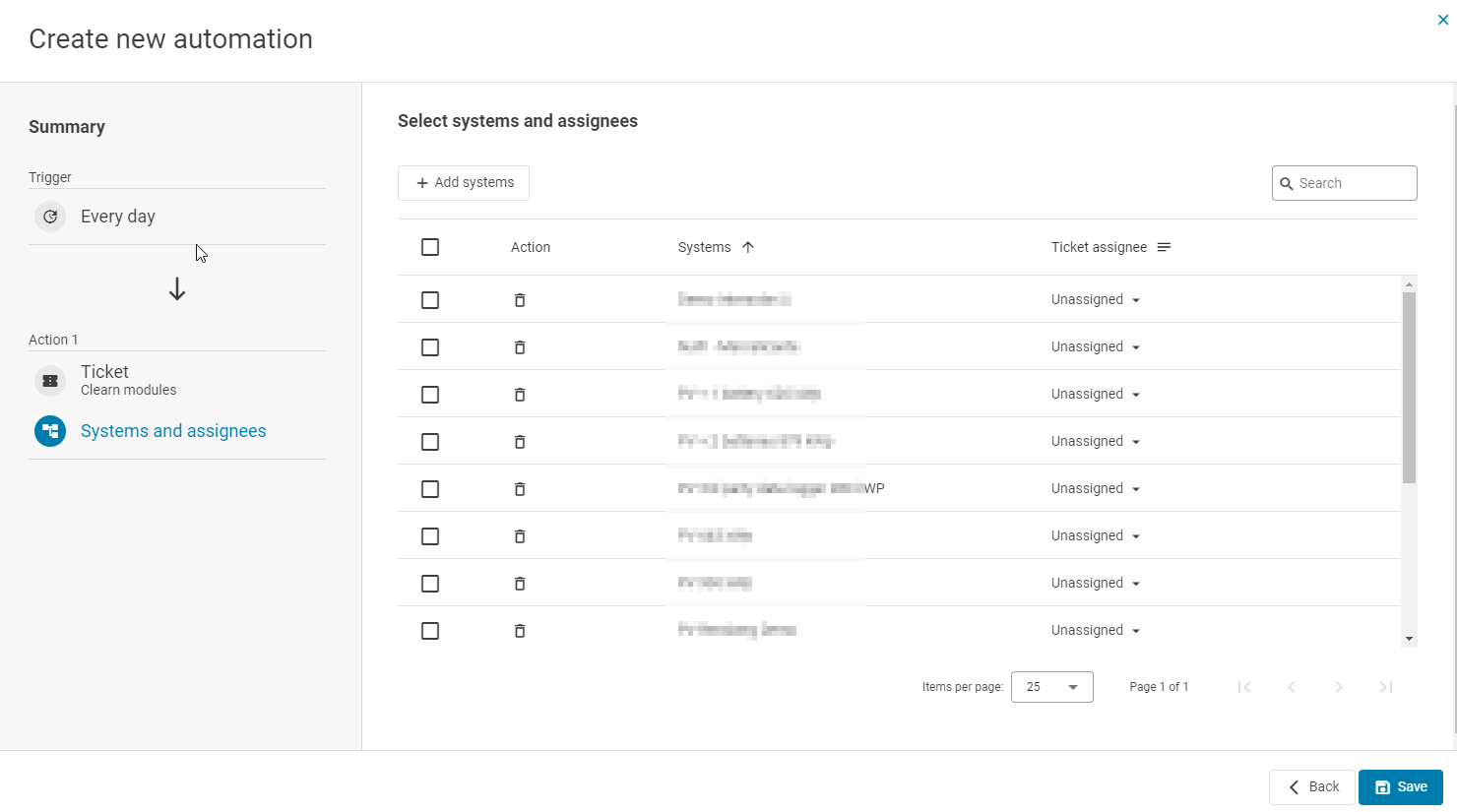 Select systems and assignees