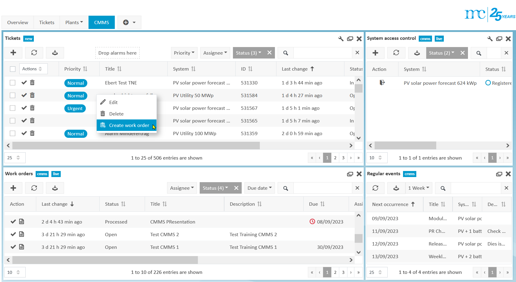 Create a work order from a ticket