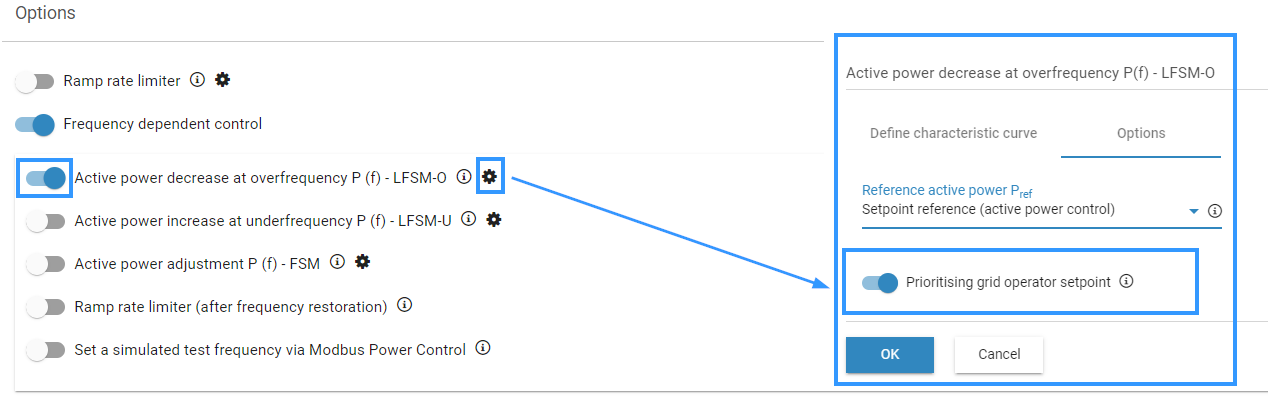 Prioritize grid operator setpoint