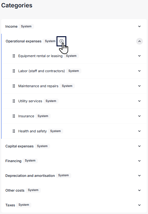 Add a cashflow subcategory