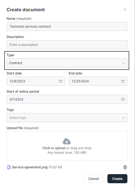 Document type contract