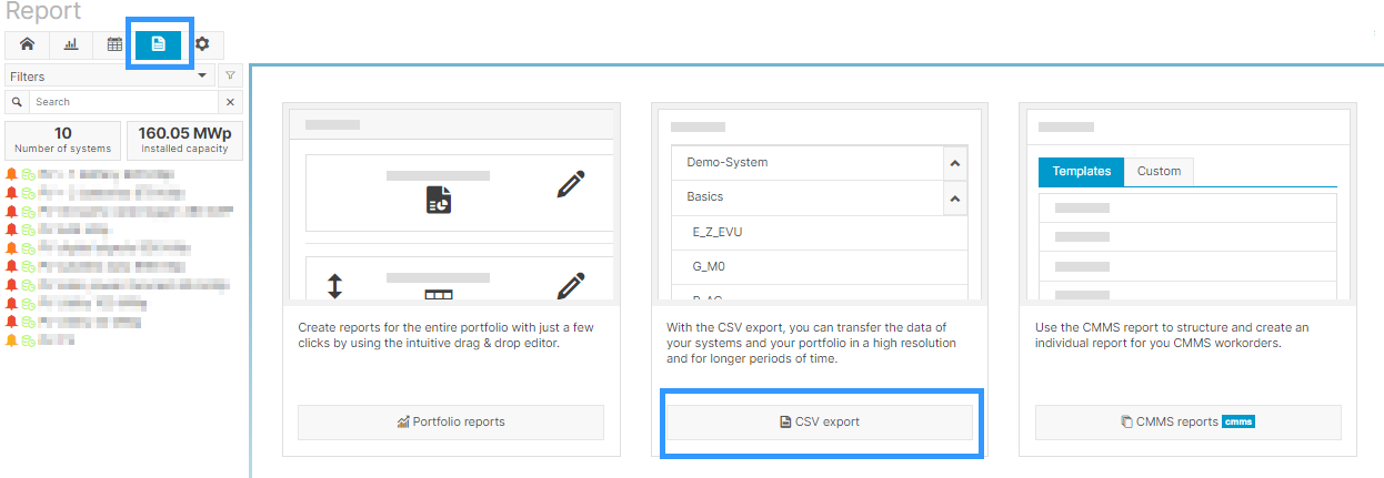 Select CSV export