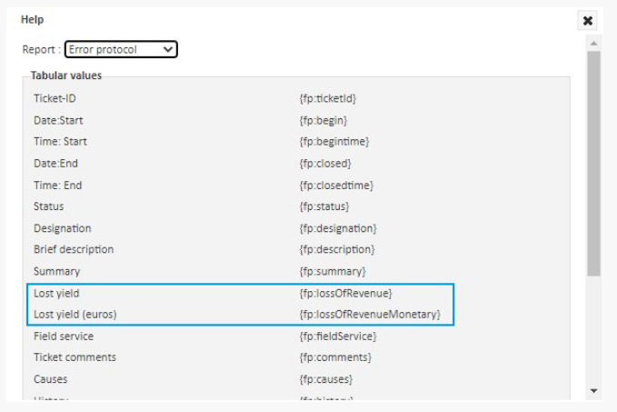 Integration of yield loss into reporting