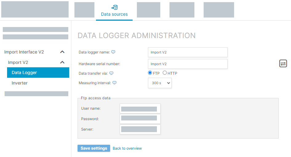 Example FTP setup in VCOM