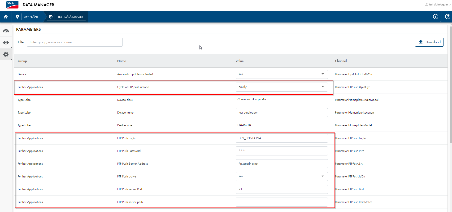 SMA Data Manager_FTP Push