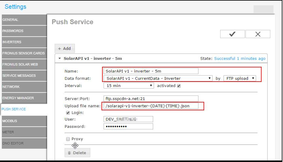 Configure Fronius Datamanager 2_0 to transmit inverter data to VCOM