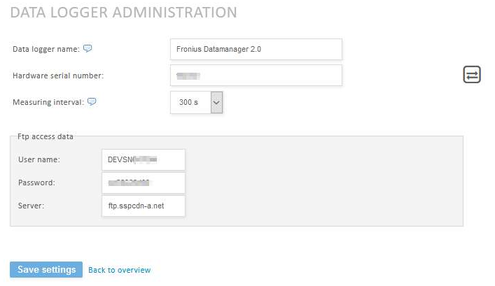 Configure a Fronius Datamanager 2_0 in VCOM