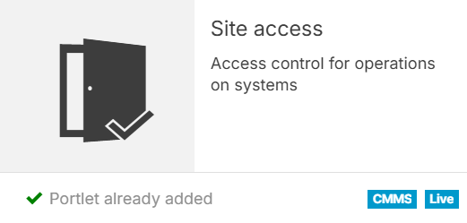 Site access item in the Portlet center