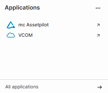 See all of your organization's applications in the Applications widget or select All applications in the footer to enter the Applications page