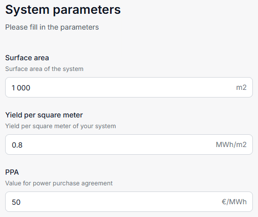 System parameters area