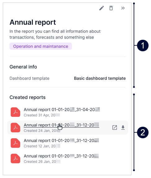 Quick view of a report template