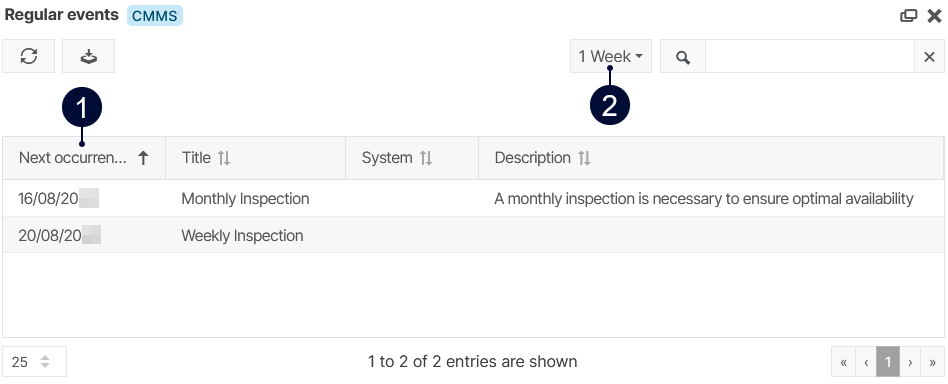 Regular events portlet
