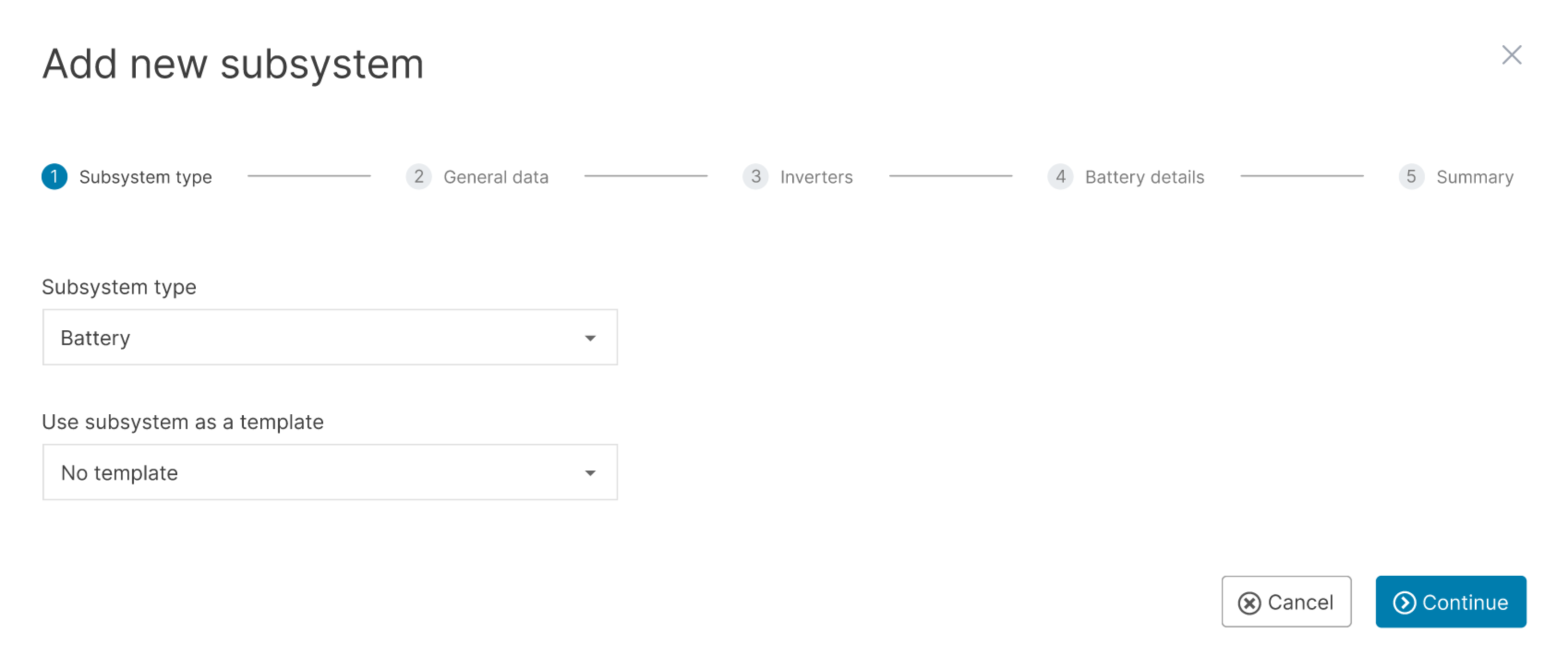 A wizard will guide you through the process of adding a subsystem