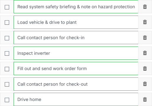 Example checklist