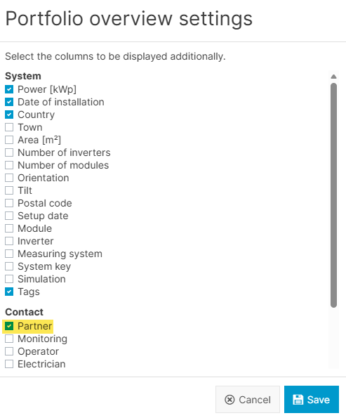 Tick the check box Partner in the portfolio settings