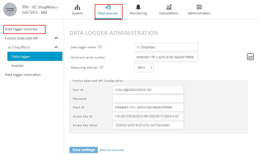 Configure Fronius Solar.web API in VCOM
