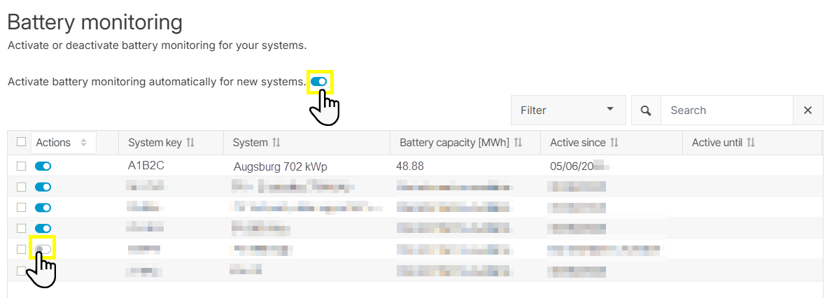 Deactivate battery monitoring or activate it by default for all new systems