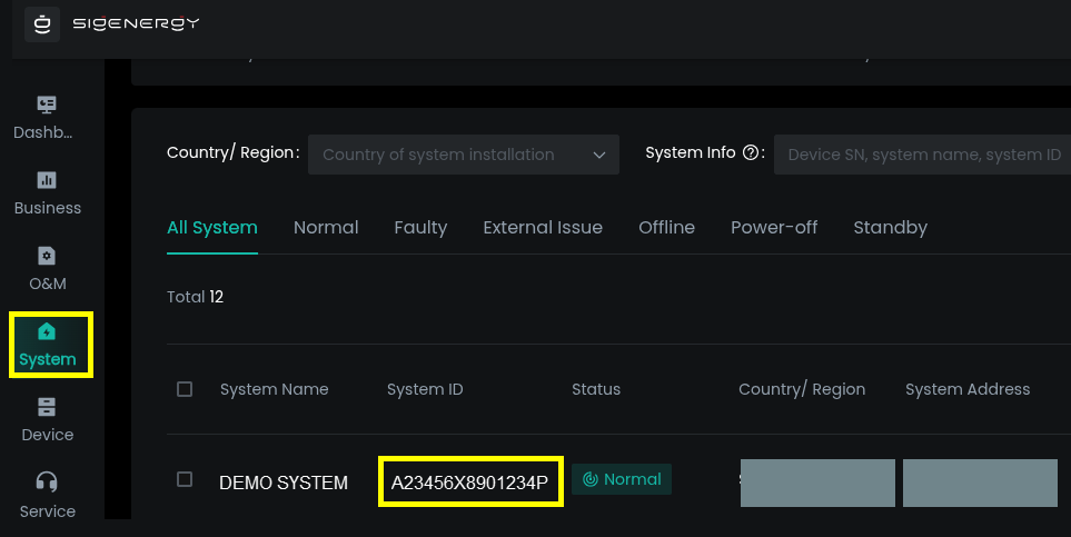 Plant ID in the Sigenergy portal