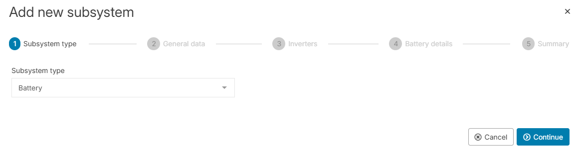 A wizard will guide you through the process of adding a PV subsystem