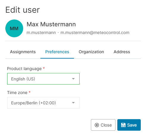 Edit user in VCOM_Preferences tab