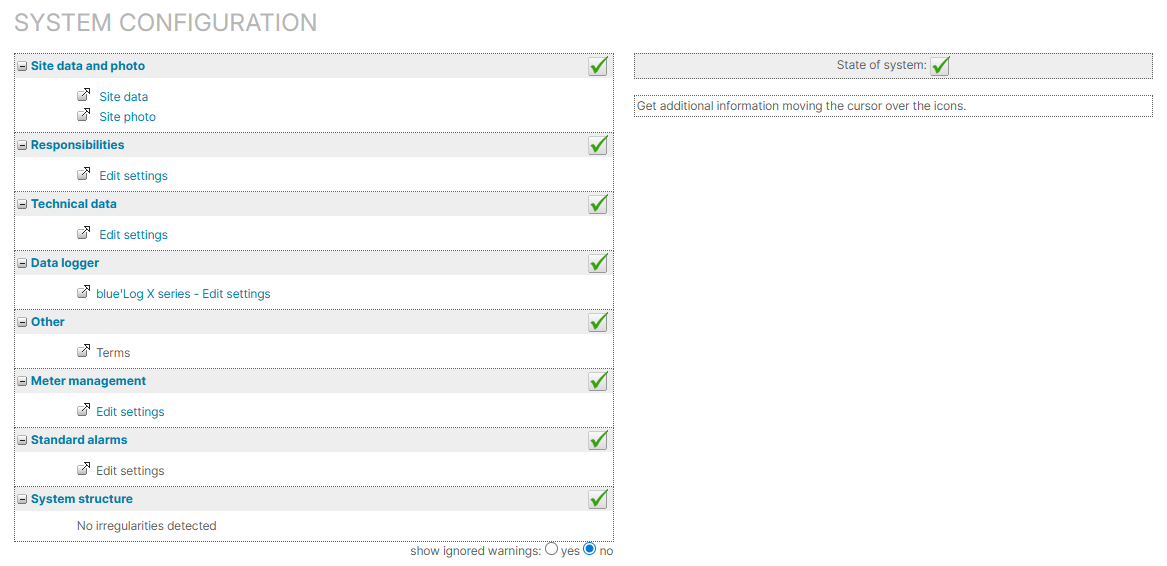 A fully finished system configuration with no warnings