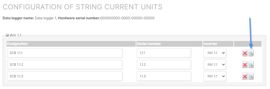 Assign scale factor to string combiner box sensors