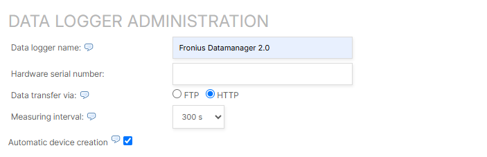 Configure Fronius Datamanager 2.0 in VCOM