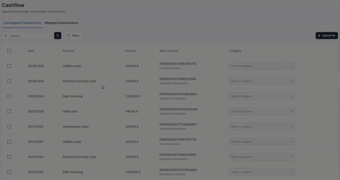 Mapping transactions workflow