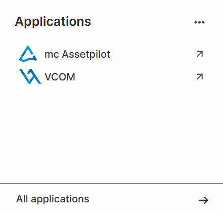 See all of your organizations applications in the Applications widget or select All applications in the footer to enter the Applications page.