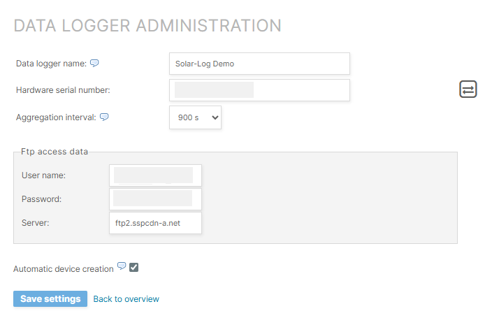 Configure Solar-Log in VCOM