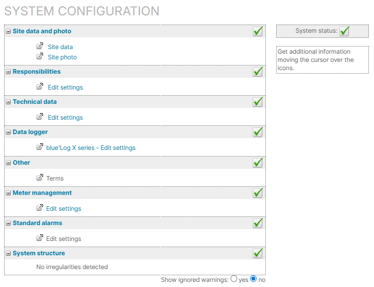 A fully finished system configuration with no warnings for a physical system