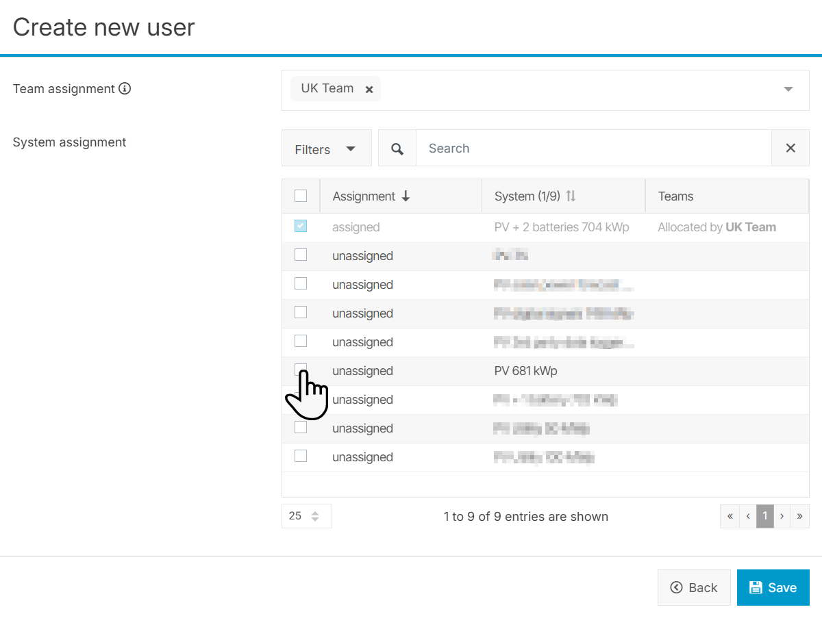 Assign the new user to systems to which they should have access to