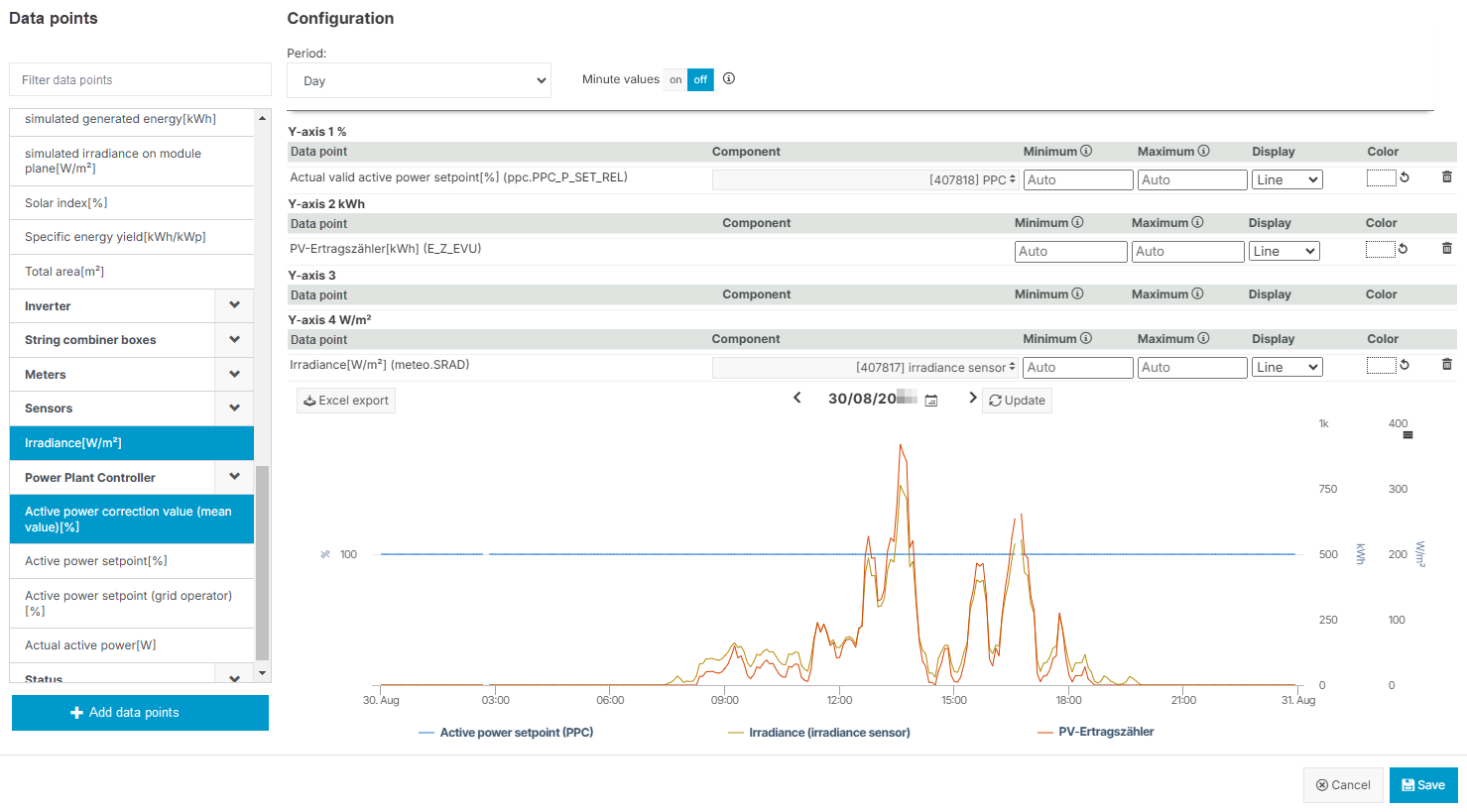 After adding all data points and selecting the corresponding components, you can generate a preview of your chart.