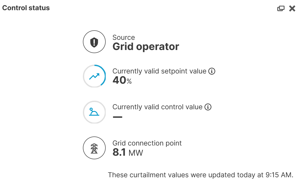 Control status portlet