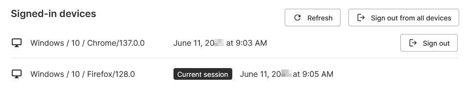 Monitor and manage your active sessions on the Account security page