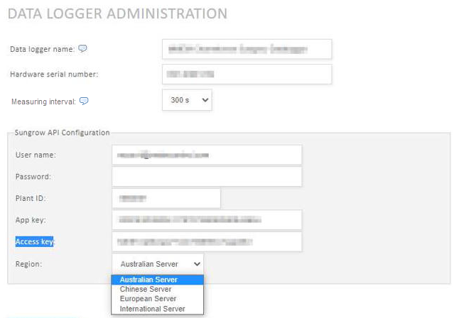 Configure Sungrow API in VCOM