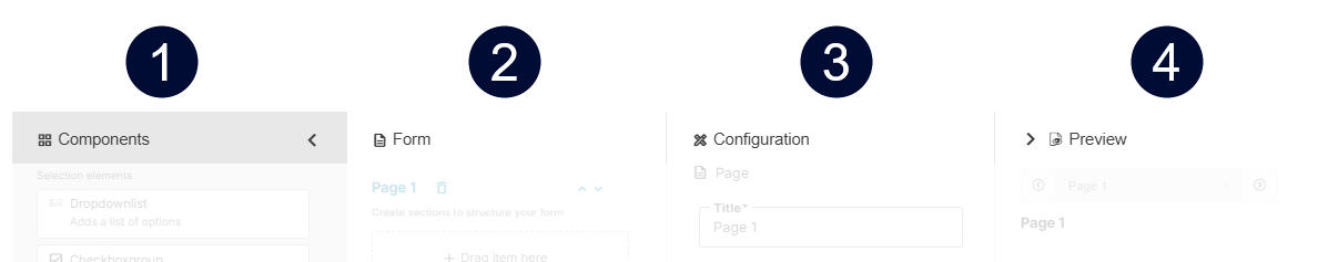 The configuration of form templates is done in 4 steps