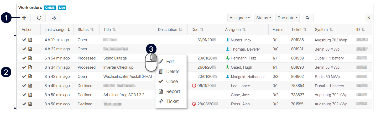 Work orders portlet