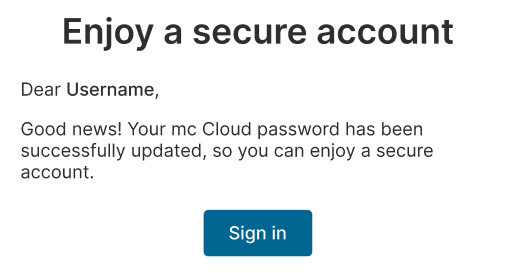 Email that confirms your password update