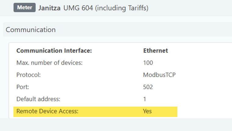 Excerpt from the compatibility check showing a device with the remote device access