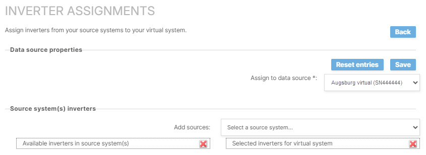 Inverter assignments for virtual systems