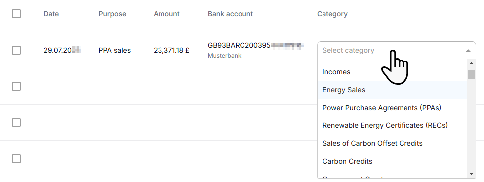 Assign a category to a transaction