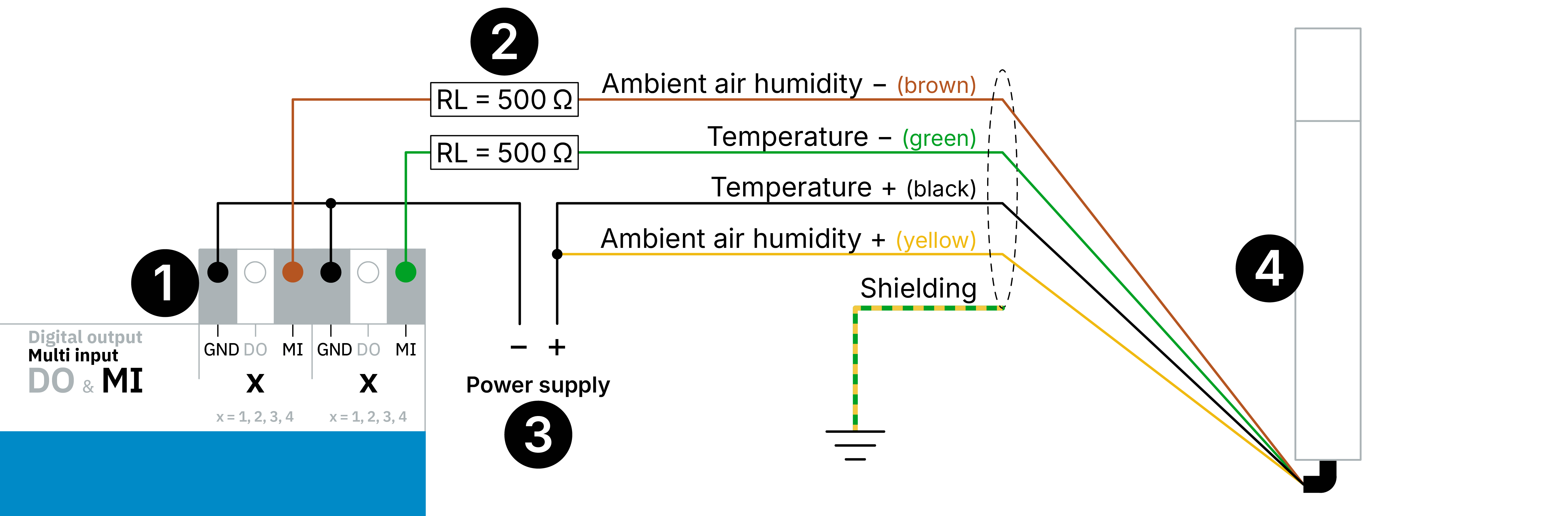 mc compact hygro-thermal sensor. Sensor connection