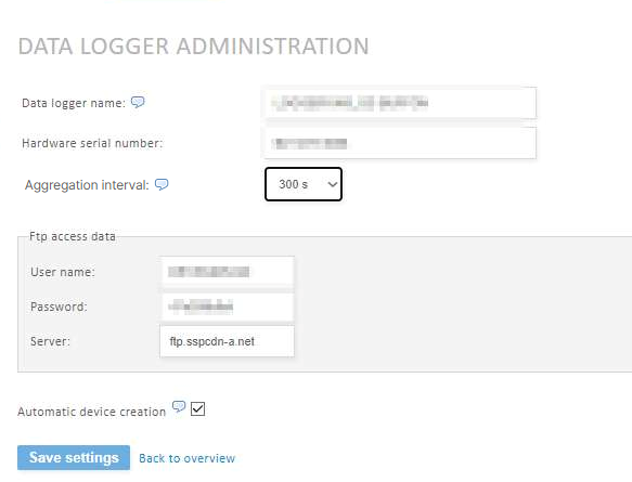 Sungrow configuration in VCOM