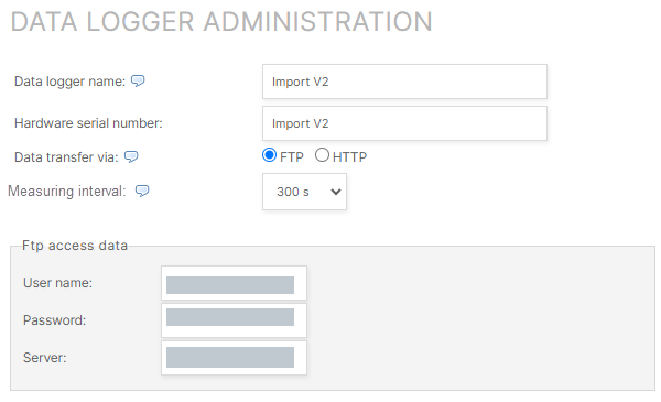 Configure import interface V2 FTP in VCOM