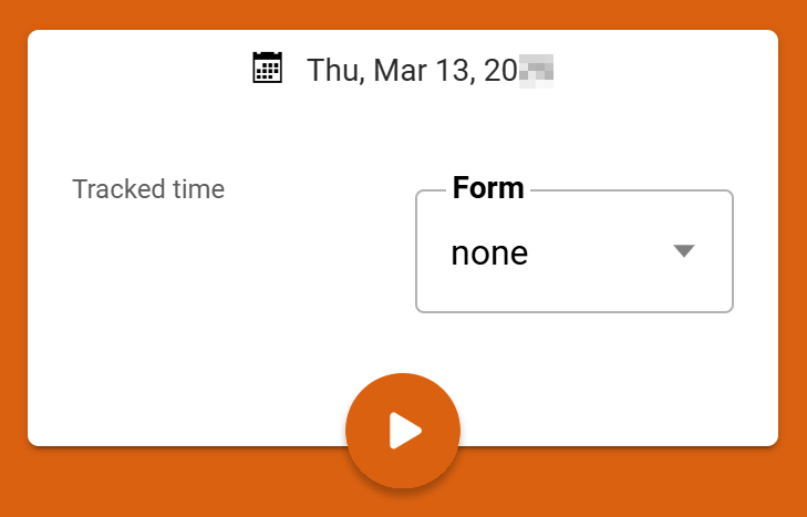 Time tracking interface in the OM app