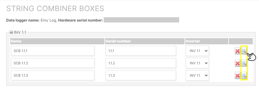 Assign scale factor to string combiner box sensors