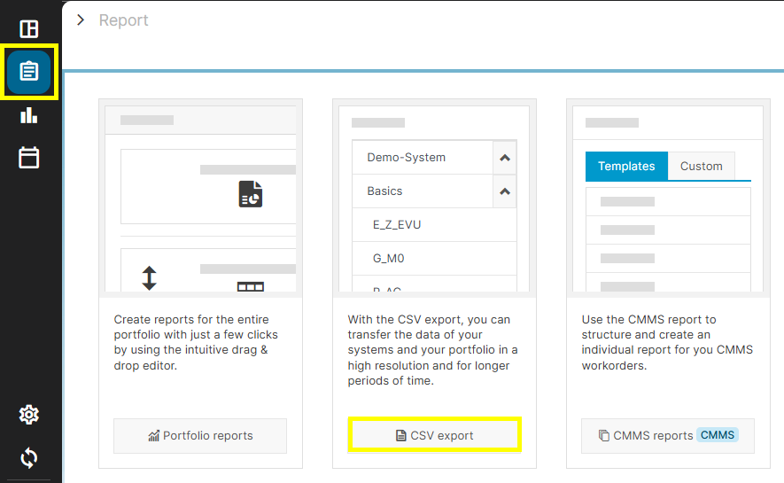 Select CSV export